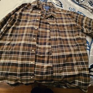 Towncraft Brown and White Casual Button Down Shirt